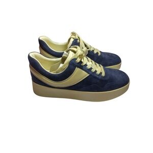 Vince Sneakers Women's US 9.5 Navy Blue Suede Yellow Leather Platform